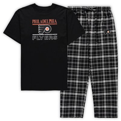Men's Concepts Sport Black Philadelphia Flyers Big & Tall Lodge T-Shirt & Pants Sleep Set