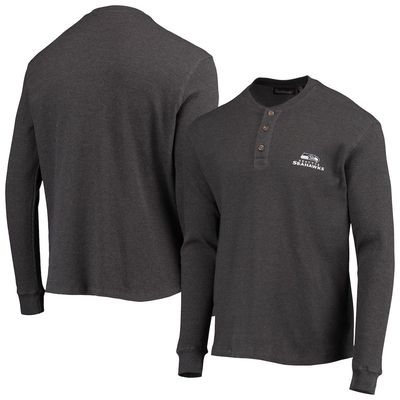 Men's Dunbrooke Heathered Gray Seattle Seahawks Logo Maverick Thermal Henley Long Sleeve T-Shirt in Heather Gray