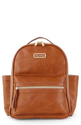 Itzy Ritzy Mini Faux Leather Diaper Backpack in Brown