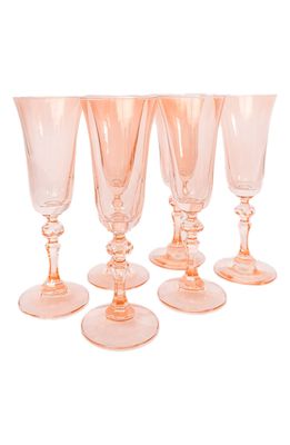 Estelle Colored Glass Set of 6 Regal Flutes in Blush Pink