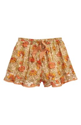 Zimmermann Kids' Andie Floral Ruffle Trim Cotton Shorts in Sage Floral
