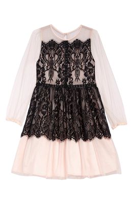 BLUSH by Us Angels Kids' Long Sleeve Lace Dress in Black