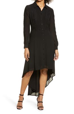 Shani Long Sleeve High/Low Shirtdress in Black