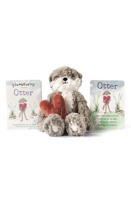 Slumberkins Otter Stuffed Animal & 'Otter' Board Book in Grey