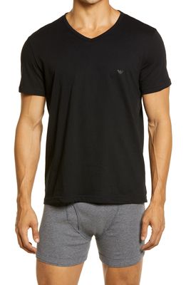 Emporio Armani Men's 3-Pack Cotton V-Neck T-Shirts in Black/Black/Black