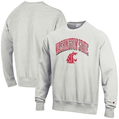 Men's Champion Gray Washington State Cougars Arch Over Logo Reverse Weave Pullover Sweatshirt in Heather Gray