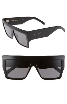 CELINE 60mm Flat Top Sunglasses in Black/Smoke