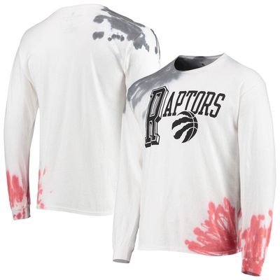 Men's Junk Food White Toronto Raptors Tie-Dye Long Sleeve T-Shirt