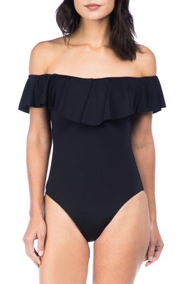 Trina Turk Off the Shoulder One-Piece Swimsuit in Black