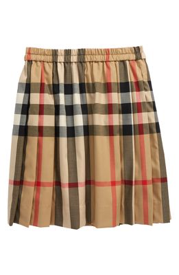Burberry Kids' Hilde Check Pleated Skirt in Archive Beige Ip Chk