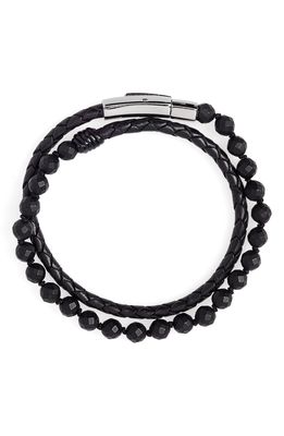 Jonas Studio Hand Knotted Onyx & Leather Bracelet in Black
