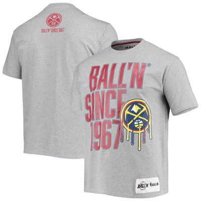 BALL-N Men's BALL'N Heathered Gray Denver Nuggets Since 1967 T-Shirt in Heather Gray
