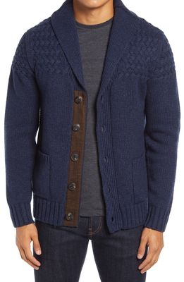 Schott NYC Wool Blend Cardigan Sweater in Navy