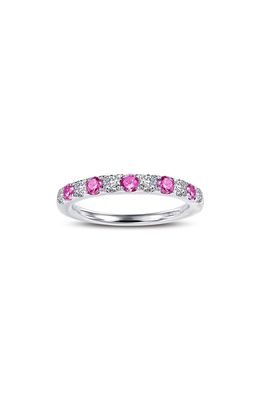 Lafonn Simulated Diamond Birthstone Band Ring in October - Pink/Silver