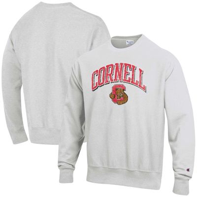 Men's Champion Gray Cornell Big Red Arch Over Logo Reverse Weave Pullover Sweatshirt