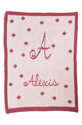 Butterscotch Blankees 'Polka Dot - Small' Personalized Stroller Blanket in Pale Pink/Mulberry
