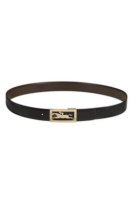 Longchamp Reversible Leather Belt in Black/Mocha