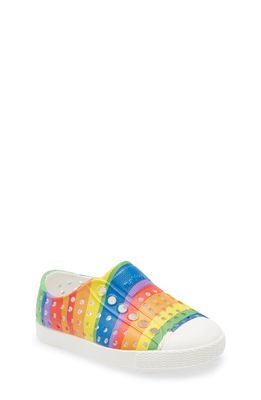 Native Shoes Jefferson Water Friendly Perforated Slip-On in Rainbow Multi Stripe/White