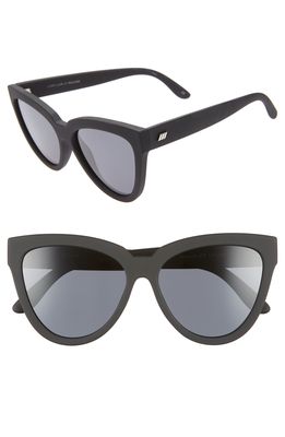 Le Specs Liar Liar 57mm Polarized Cat Eye Sunglasses in Black Rubber