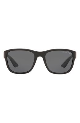 PRADA SPORT 55mm Polarized Rectangular Sunglasses in Black/polarized Grey