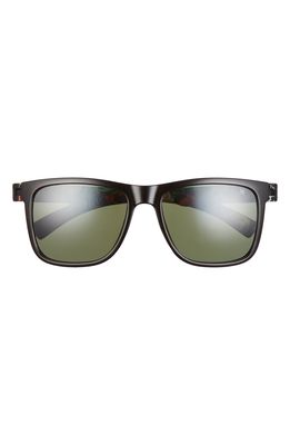 Hurley New Schoolers 56mm Polarized Square Sunglasses in Shiny Black/Smoke Green Base