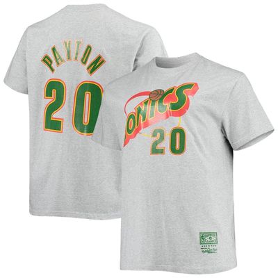 Men's Mitchell & Ness Gary Payton Heathered Gray Seattle SuperSonics Big & Tall Hardwood Classics Name & Number T-Shirt in Heather Gray