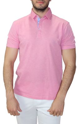 Lorenzo Uomo Heathered Polo in Pink