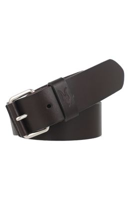 AllSaints Ramskull Leather Belt in Bitter Brown