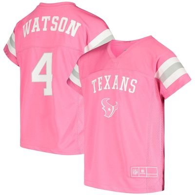 Outerstuff Girls Youth Deshaun Watson Pink Houston Texans Fashion Fan Gear V-Neck T-Shirt