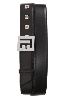 Balmain Men's Logo Buckle Leather Belt in Black