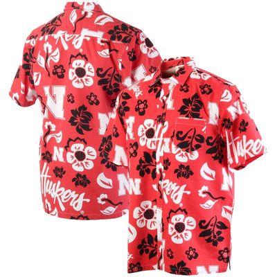 Men's Wes & Willy Scarlet Nebraska Huskers Floral Button-Up Shirt