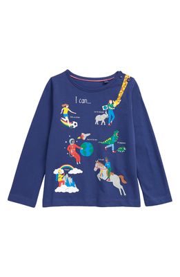 Mini Boden Kids' Fun Facts Long Sleeve Cotton Graphic Tee in Starboard Blue When I Grow Up