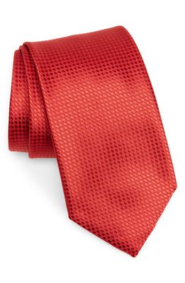 Canali Neat Silk Tie in Red