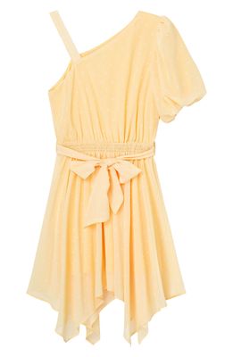 Habitual Kids' Print Dot One Shoulder Maxi Dress in Yellow