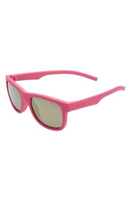 Polaroid 46mm Polarized Rectangle Sunglasses in Dark Pink/Grey Pink Mirror