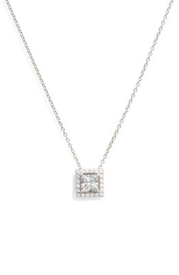 Lafonn Princess-Cut Halo Necklace in Silver/Clear