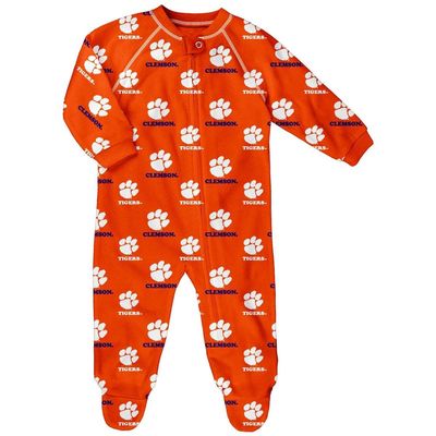 Outerstuff Infant Orange Clemson Tigers Allover Print Raglan Full-Zip Sleeper