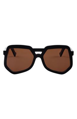 Grey Ant 55mm Clip Aviator Hexagonal Sunglasses in Black/Brown