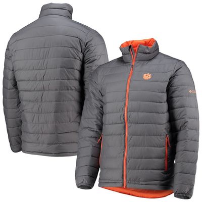 Men's Columbia Gray Clemson Tigers Powder Lite Omni-Heat Reflective Full-Zip Jacket