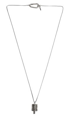 AllSaints Tag Double Pendant Necklace in Warm Silver