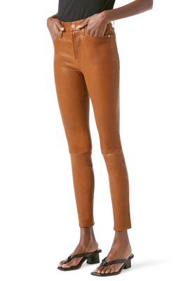 FRAME Le High Skinny Leather Pants in Tobacco