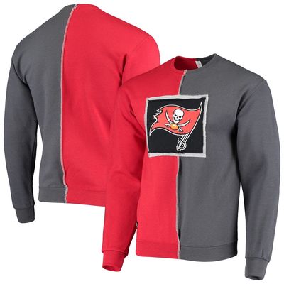 Men's Refried Apparel Red/Pewter Tampa Bay Buccaneers Sustainable Split Center Pullover Sweatshirt