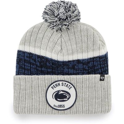 Men's '47 Gray Penn State Nittany Lions Holcomb Cuffed Knit Hat with Pom