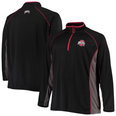 PROFILE Men's Black Ohio State Buckeyes Big & Tall Textured Raglan Quarter-Zip Jacket