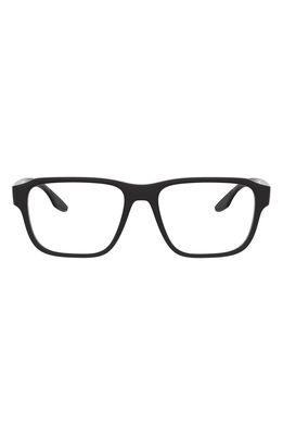Prada Linea Rossa 54mm Rectangular Optical Glasses in Shiny Black
