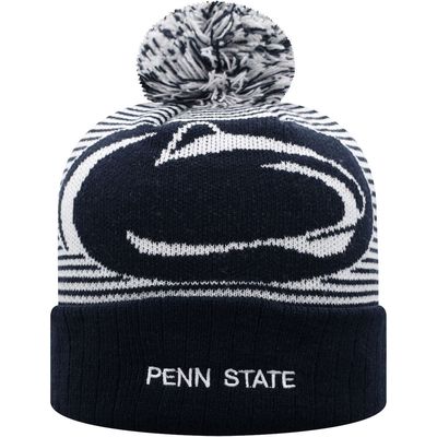 Men's Top of the World Navy Penn State Nittany Lions Line Up Cuffed Knit Hat with Pom