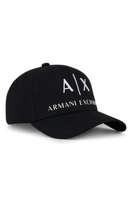 Armani Exchange Classic Embroidered Logo Baseball Cap in Black