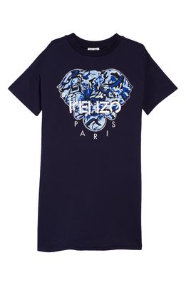 KENZO Kids' Elephant Icon Short Sleeve Sweatshirt Dress in Electric Blue