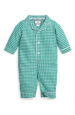 Petite Plume Gingham Check Flannel One-Piece Pajamas in Green