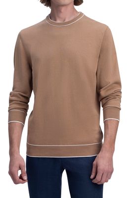 Bugatchi Crewneck Cotton Blend Sweater in Caramel